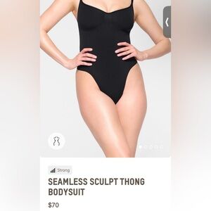 Skims Black XS Seamless Sculpt Shapewear Body Suit